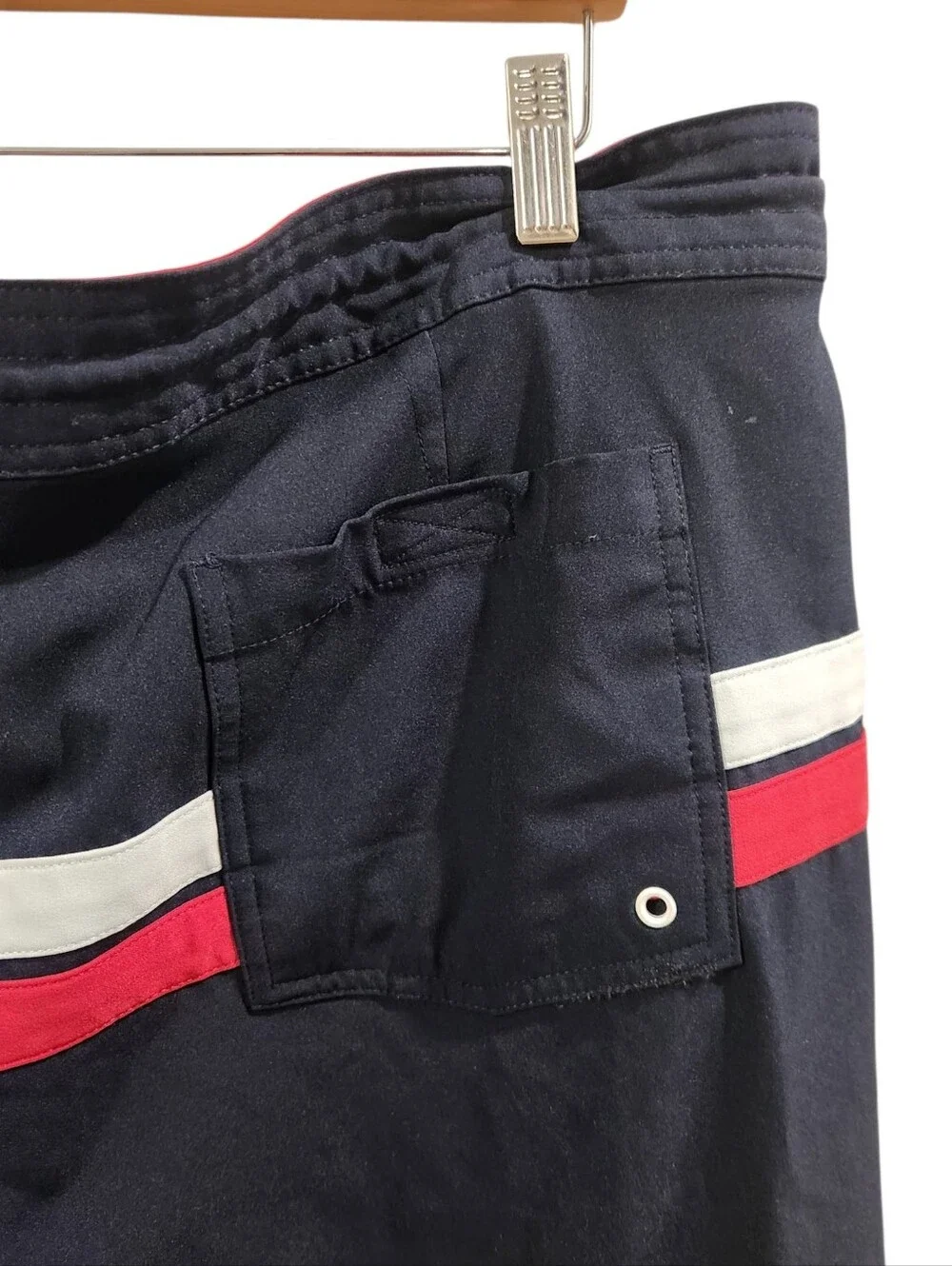 Old Navy Men's Swim Trunks Size 36 Navy Red White Stripe Board Shorts Beach Swim